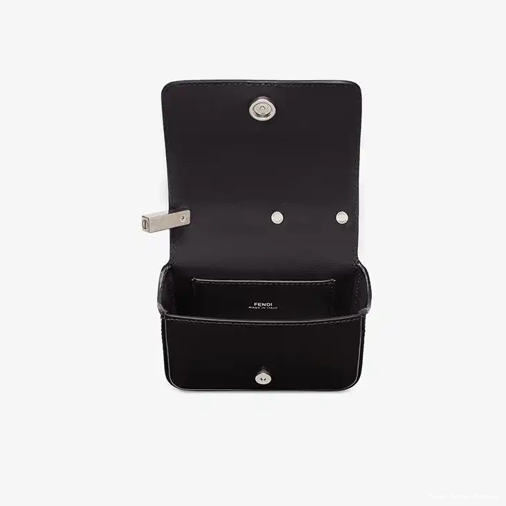 Vintage HOT F In Calf Fendi Bag Leather Nano Black 0420